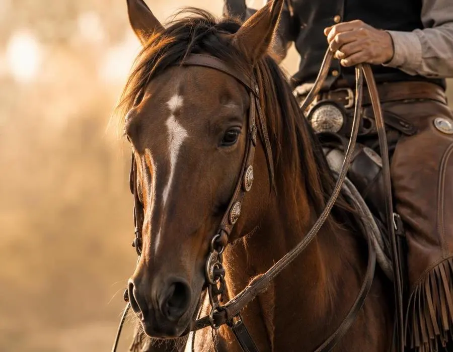 Close-up of horse and rider
