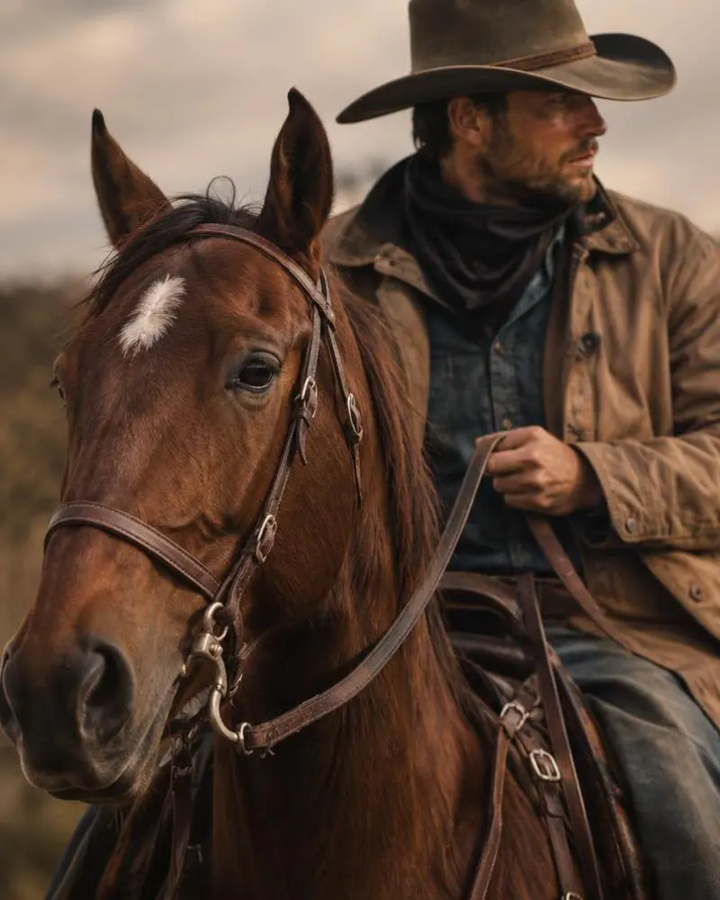 Close-up of horse and rider